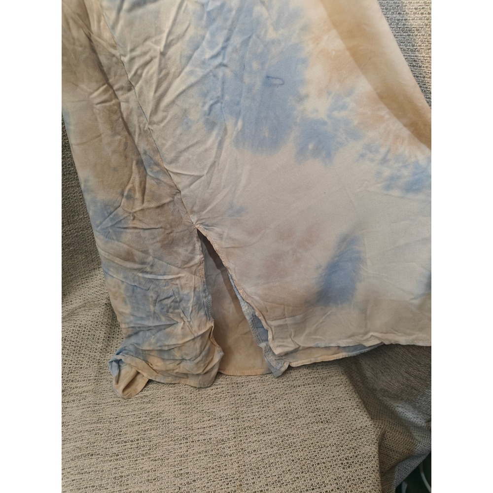 Justify Womens Blue Tan Tie Dye Rayon Slip Dress V-Neck Midi Adjustable Straps L - Picture 5 of 5